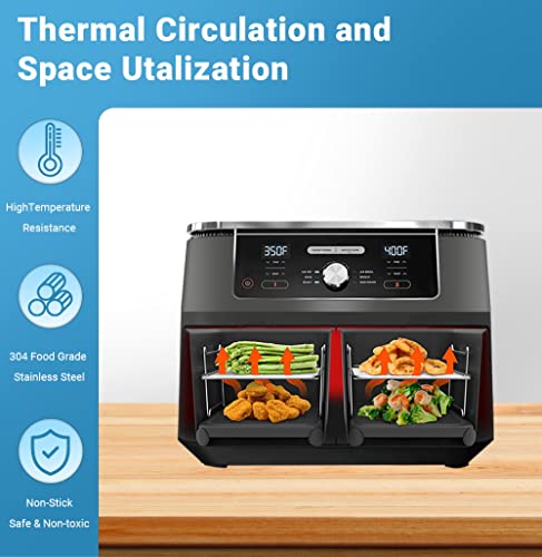 Covlongyu 2Pcs Air Fryer Rack Compatible with fit Most 3.7Qt-4.2Qt /AF300UK/AF400UK Air Fryer,Layered Dehydrator Racks Skewer Rack 304 Stainless