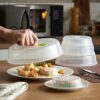 VonShef Microwave Covers for Food, Set of 5 Food Covers with Lids, Microwave & Dishwasher Safe Nesting Storage, Transparent Microwave Plate Cover