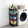 AIYAKA 4-Tier Rolling Utility Cart, with Wheels Multifunctional Storage Organizer, for Kitchen, Office, Home, School, Black