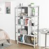 armocity Bookshelf 5 Tier Tall Industrial Bookcase Wood Metal Frame Standing Book Shelf, Display Bookshelves Storage Organizer for Bedroom Living