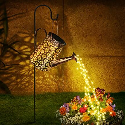MEDE Watering Can Solar Lights Outdoor Garden,90 LED Garden Ornaments Outdoor Light Solar Powered Waterproof Large Retro Metal Fairy Lights with