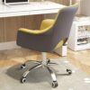 ZXFYHD Desk Chair,Office Chair Computer Chair, Swivel Steel Feet Ergonomic Home Office Chair Easy To Clean Leather Staff Chair
