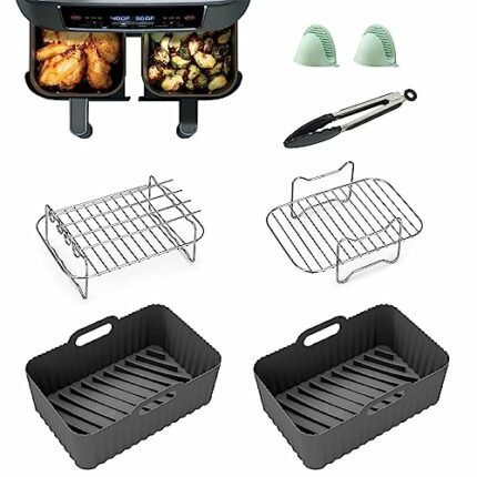 Silicone Air Fryer Liner, Air Fryer Accessories for Ninja AF300UK, AF400UK Dual Zone Air Fryer/Oven/Microwave, 8.46" Reusable Silicone Air Fryer