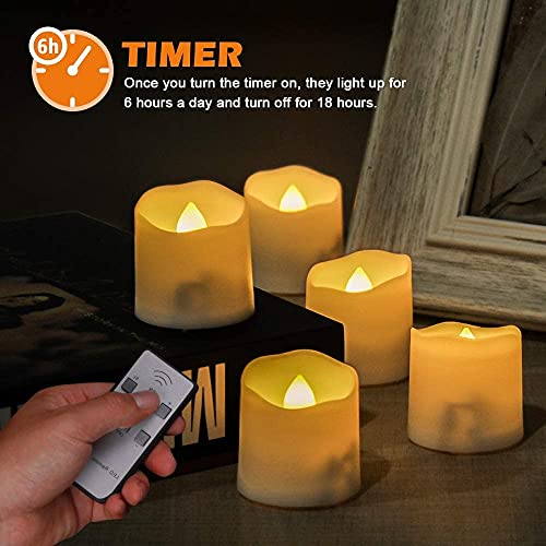 Rechargeable Battery Tea Lights, 6 Pcs Warm White Led Tea Lights with Remote & Timer, Fake Candles,Led Candles,Electric Tea Lights,Small Led Ligh