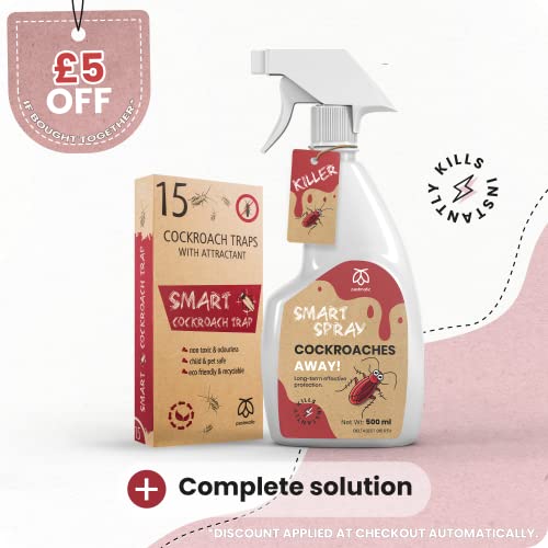 Pestmatic Smart Cockroach Trap x 15, Sticky Strong Glue Cockroach Trap with Food Bait, Roach Indoor Trap, Kraft Eco-Friendly & Natural Catcher fo