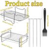 2 Pcs Air Fryer Rack for Ninja Dual Zone, Air Fryer Accessories, Stainless Steel Grill Rack with Skewers, Oil Brush Compatible with Ninja AF300UK