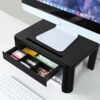 KOADOA Monitor Stand with Drawer - Laptop Stand for Desk，Suitable Height Adjustable Monitor Riser and Cellphone Holder, Computer stand for Printe