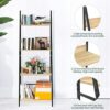 SpringSun 4-Tier Ladder Shelf, Wood Plant Flower Stand Storage Rack Shelf Steel Frame for Office and Home
