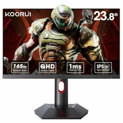 KOORUI 24 Inch Computer Monitor QHD 1440P Gaming Monitor 165Hz Nano IPS 1ms LED Monitors with Ultra-Thin, HDMI X2, DP, VESA Compatible, Tilt Adju