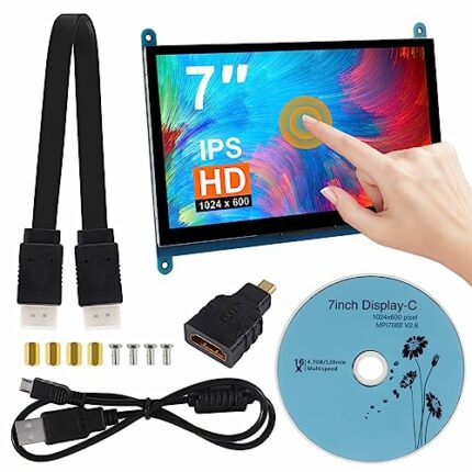 XIITIA 7 Inch IPS Touch Screen Display 1024×600 Capacitive Screen HDMI HD Screen Full View Color LCD Liquid Crystal Screen for Windows 10 8 7, BB