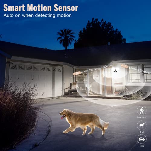 FLITI Brighter Battery Powered Motion Sensor Security Lights,1000LM Dusk to Dawn LED Wireless Flood Lights,with 2 Adjustable Head, IP65 Waterproo