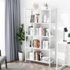 armocity Bookshelf 5 Tier Tall Industrial Bookcase Wood Metal Frame Standing Book Shelf, Display Bookshelves Storage Organizer for Bedroom Living