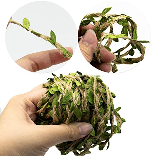 Green Leaves Jute, Leaf Ribbon, Natural Jute Twine String 32 Feet10m Wedding Party Favor Home Garden Decoration Jute Twine Leaf Rope