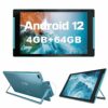 10.1 inch Tablet,Android 12 Tablets with Stand, 4GB RAM 64GB ROM (512GB Expandable Storage), 6000mAh Battery, HD IPS Screen, 2MP Front+8MP Rear C