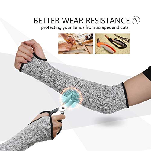 Cut Resistant Sleeves with Thumb Hole, Level 5 Protection, Slash Resistant Safety Protective Arm Sleeves