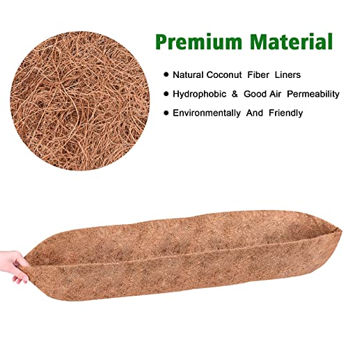 FORMIZON Wall-mounted Coco Liner Trough, 2 Pcs 36 Inch Hanging Basket Coco Liner, Outdoor Planter Liners, Natural Plant Fibres Liner, Coconut Fib