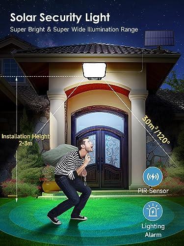One Fire Solar Lights Outdoor Garden, 190LED 1500LM Solar Lights, 3 Modes & Remote Solar Security Lights Outdoor Motion Sensor, IP65 Garden Light