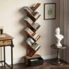Rolanstar Tree Bookshelf Bookcase with Drawer, Floor Standing Tree Bookcase, Bookshelves Storage Rack for CDs/Movies/Books, Utility Organizer She