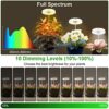 Ainiv Grow Light, LED Full Spectrum Growing Lamp for Indoor Plants, 9 Adjustable Brightness 180° rotatable light panel, Height Adjustable with Au