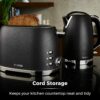 Tower Glitz T20029 2 Slice Metal Toaster with Adjustable Browning Control, Defrost and Reheat Settings, Black