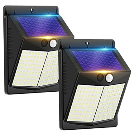 Security Lights Outdoor Motion Sensor - Solar Powered Outside Wall Lighting 144 LED Solar Light Garden Fence IP65 Waterproof External Sensor Sola