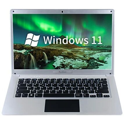 BYYBUO AZERTY Keyboard France Laptop, 14 Inch FHD Display Laptop Windows 11 Home with Intel Celeron N3350 Processor, 4+64GB RAM, 512 GB SSD, Port