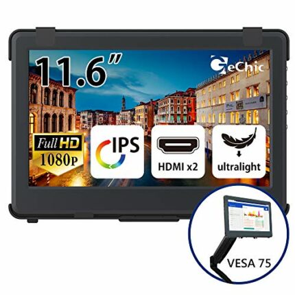 Gechic 1102E 11.6 inch FHD 1080p Portable Monitor with HDMI & VGA Video inputs, USB Powered, Plug&Play, Ultralight and Slim, Built-in Speakers, R