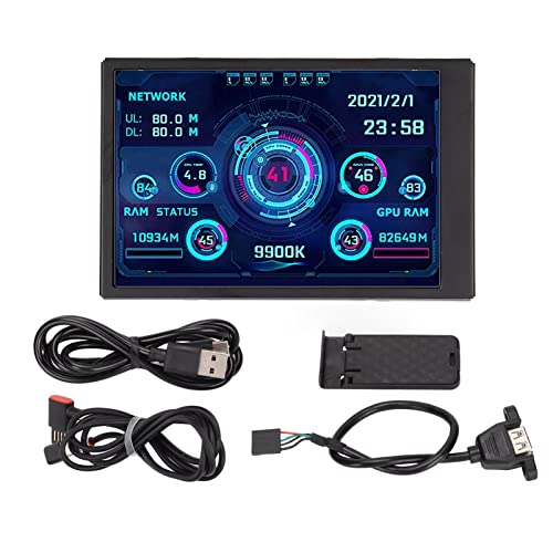Bewinner 3.5in IPS Computer Temp Monitor, PC Sensor Panel Display, PC CPU RAM HDD Data Monitor Computer Temperature Display for Windows System