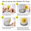 30PCS Window Fly Traps, Flies & Bug Window Fly Trap, Fly Trap Killer Stickers, Floral Pattern Design Sticky Fly Catcher for Indoor Houseflies Fly
