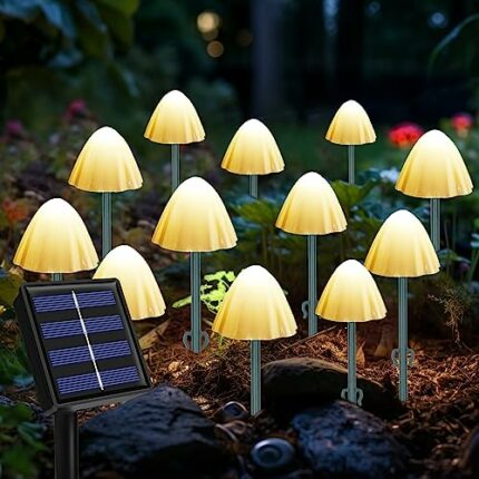 Topspeeder Solar Mushroom Lights, 20 LED Solar Lights Outdoor Garden, 8 Modes Waterproof Solar Garden Lights Mushroom Ornaments, Solar String Lig