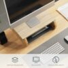 Fenge Monitor Stand 42cm Wood Computer Monitor Riser for Laptop/PC/Printer/TV Screen, with Eco Cork Leg, Home Office Desk Organizer Stand, Oak