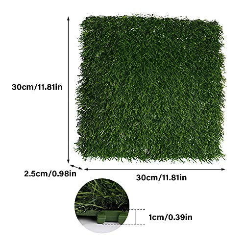 Kisbeibi 4pcs Artificial Grass Turf Lawn, 12''x12'' Outdoor Square Fake Grass Turf Patch Mat, Faux Grass Mat for Indoor and Outdoor Garden Lawn L