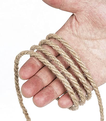 Jute Twine String 4mm Thick 100 Feet Heavy Duty Strong Hessian Jute Rope Natural Brown Garden Sisal Rope for Decoration Garden Crafts and Bundlin