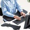 WANGFENG Ergonomic Keyboard Drawer, Under Desk Keyboard Tray Support Sliding Keyboard Stand with Swivel Mouse Platform for Home or Office