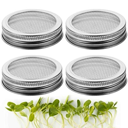 Seed Sprouting Jar Germination Kit Accessories Including Sprouting Lids, Jar Stands, Blackout Sleeves (Lids * 4)