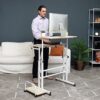Mind Reader Rolling Reversible Home Office Laptop Workstation with Side Storage, Locking Wheels, Metal, X-Large, White, XL