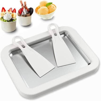 YOPOTIKA Ice Cream Rolle Maker Pan Instant DIY Ice Cream Roller Plate with 2 Spatulas for Making Frozen Yogurt Softserve Instant Cold Plate at Ho
