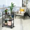 HDANI 3 Tier Rolling Cart,Heavy Duty Multifunctional Metal Frame-Supports 40 Lbs Per Tier,Rolling Cart with 2 Lockable Wheels for Office,Home,Bed