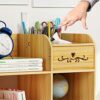 BCLGCF Wooden Desk Organizer ​With Drawer, Cabinet Door with Lock, Tabletop Bookshelf Multipurpose Shelves for Home Decor, Office, Gifts