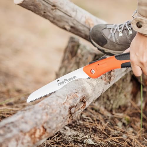 FLORA GUARD 6.3 Inch Folding Pruning Saw - Hand Garden Saw, Saw for Trees with Non-Slip Handles and Safey Lock, Sturdy and Lightweight