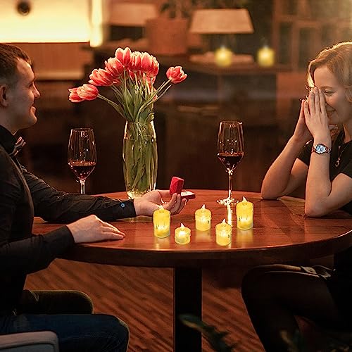 HUSAIHU LED Tea Lights, 3 PCS Romantic Crystal Candle Lights, Battery Operated Flameless Tea Light Candles, Bright LED Candles Lamps for Wedding/