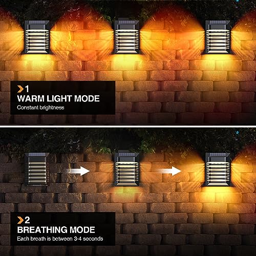 OOTDAY Solar Fence Lights, Solar Lights Outdoor Garden,Upgraded Solar Wall Light, 270ºWide Angle IP65 Waterproof, for Patio Garage Yard Fence (6