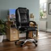 Vida Designs Charlton Executive Office Computer Chair, Black, Gaming Adjustable Swivel PU Faux-Leather