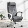 YT.JYUERI Relax Comfortably Safe Ergonomic Executive Office Chair High Back Computer Desk Chair Linen Fabric Adjustable Height Recliner with Head