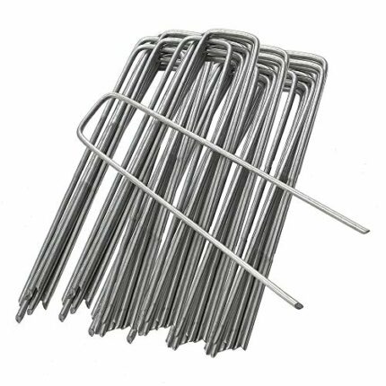 ANSIO Weed Control Membrane Garden Pegs 100 Pack 6 Inch/150mm Stakes Staples Securing Lawn U Shaped Nail Pins Ideal for Fabric/Artifical Grass/Ma