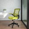 EMMA + OLIVER Mid-Back Light Gray Mesh Ergonomic Task Office Chair, White Frame - Flip-Up Arms