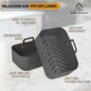 Watson Homeware Air Fryer Silicone Liner Set - 5 pcs - Compatible with Ninja AF300/400 Dual - Silicone Mittens - Oil Brush - Reusable, Dishwasher