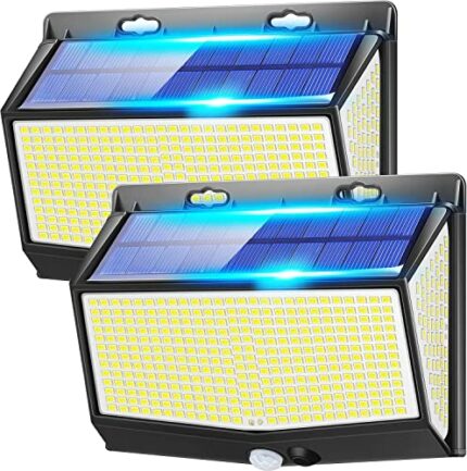 Solar Lights Outdoor, 468LED+2000LM [Super Bright] Solar Security Lights Outdoor Motion Sensor IP65,3 Modes+280° Wider Solar Fence Lights Garden