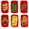 SPARES2GO Basket Compatible with Devology Double 9L Dual Air Fryer Drawer Liner Silicone (Pack of 2, Red)