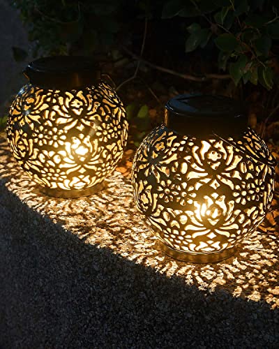 MOXTOYU Solar Lanterns Light, 2Pack Outdoor Solar Light, Solar Lantern Outdoor with IP44 Water Resistant, Solar Lights Outdoor Garden Auto On Off